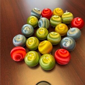 Vintage Red, Green, Yellow, Blue Satin Christmas Ornaments